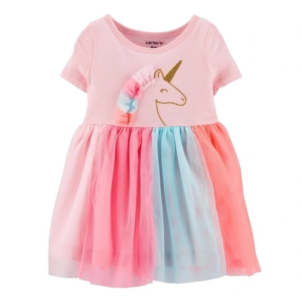 Carter's Glitter Unicorn Tutu Jersey Baby Dress